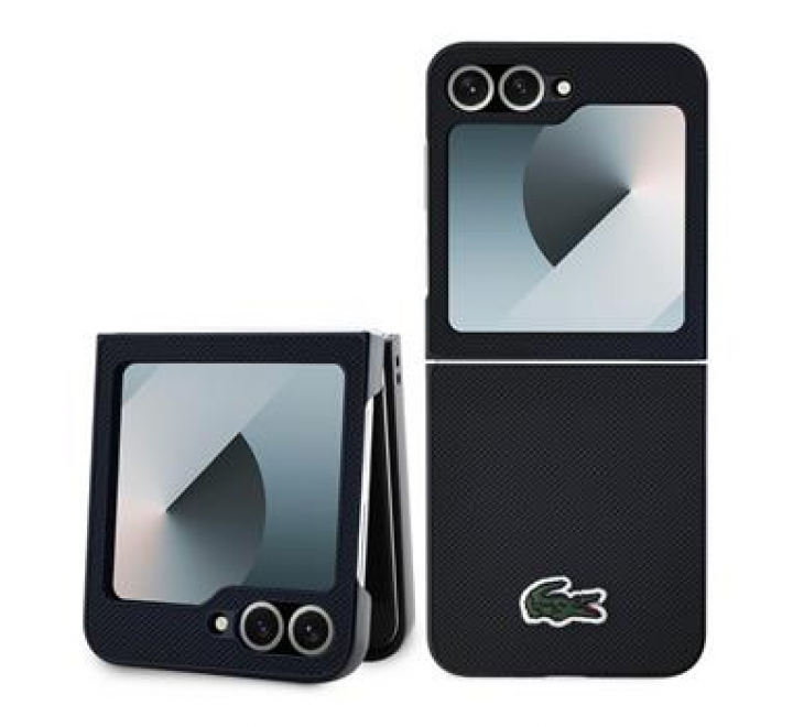 Lacoste Iconic Petit Pique Woven Logo MagSafe Zadní Kryt pro Samsung Galaxy Z Flip 6/7 FE Black