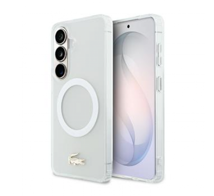 Lacoste PC/TPU Frosted Finish Gold Logo Magnetic Zadní Kryt pro Samsung Galaxy S26 White