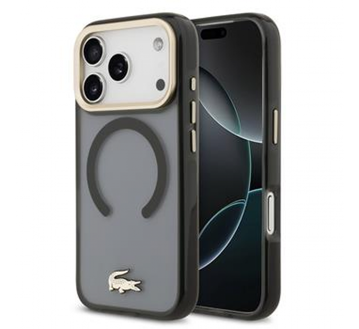 Lacoste PC/TPU Frosted Finish Gold Logo MagSafe Zadní Kryt pro iPhone 17 Pro Black