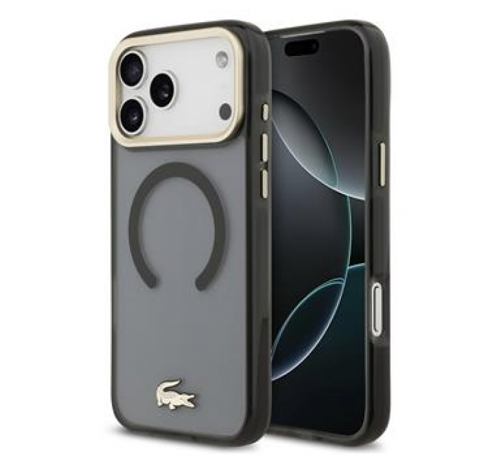Lacoste PC/TPU Frosted Finish Gold Logo MagSafe Zadní Kryt pro iPhone 17 Pro Max Black