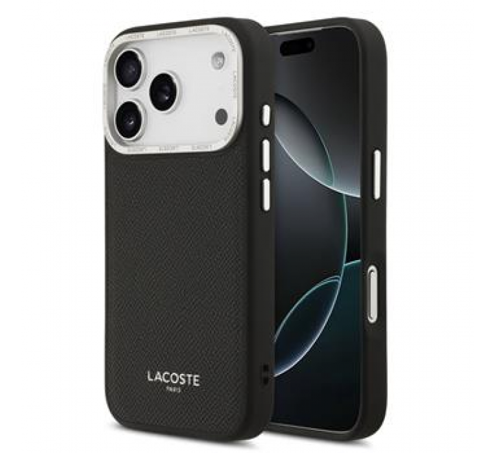 Lacoste PU Leather Champs Elysees MagSafe Zadní Kryt pro iPhone 17 Pro Black
