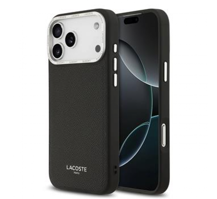 Lacoste PU Leather Champs Elysees MagSafe Zadní Kryt pro iPhone 17 Pro Max Black
