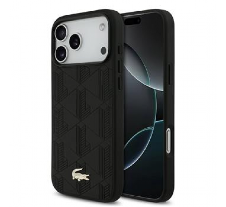 Lacoste PU Nomogramme Gold Logo MagSafe Zadní Kryt pro iPhone 17 Pro Max Black