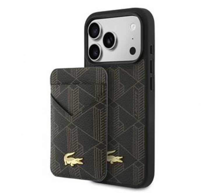 Lacoste PVC Blend MagSafe Zadní Kryt + Peněženka pro iPhone 17 Pro Max Brown