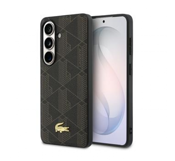 Lacoste PVC Blend Monogram Gold Logo Magnetic Zadní Kryt pro Samsung Galaxy S26 Brown