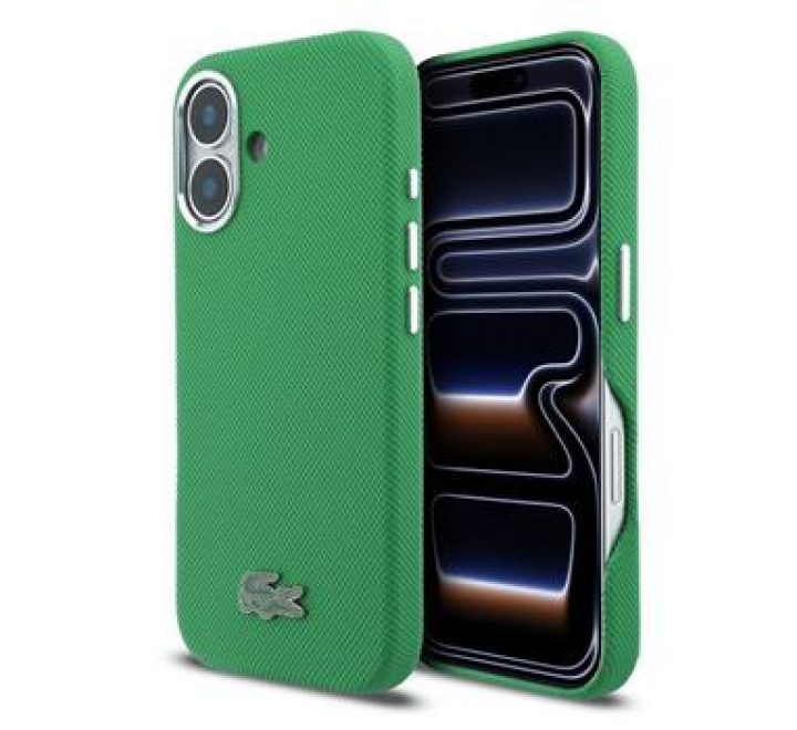 Lacoste PVC Iconic Petit Pique Metal Logo MagSafe Zadní Kryt pro iPhone 16 Estragon Green