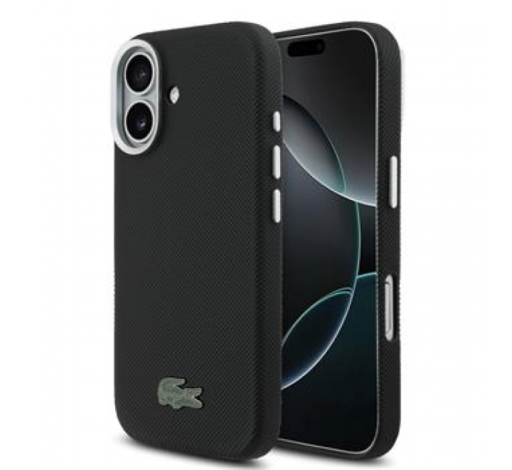 Lacoste PVC Iconic Petit Pique Metal Logo MagSafe Zadní Kryt pro iPhone 17 Black