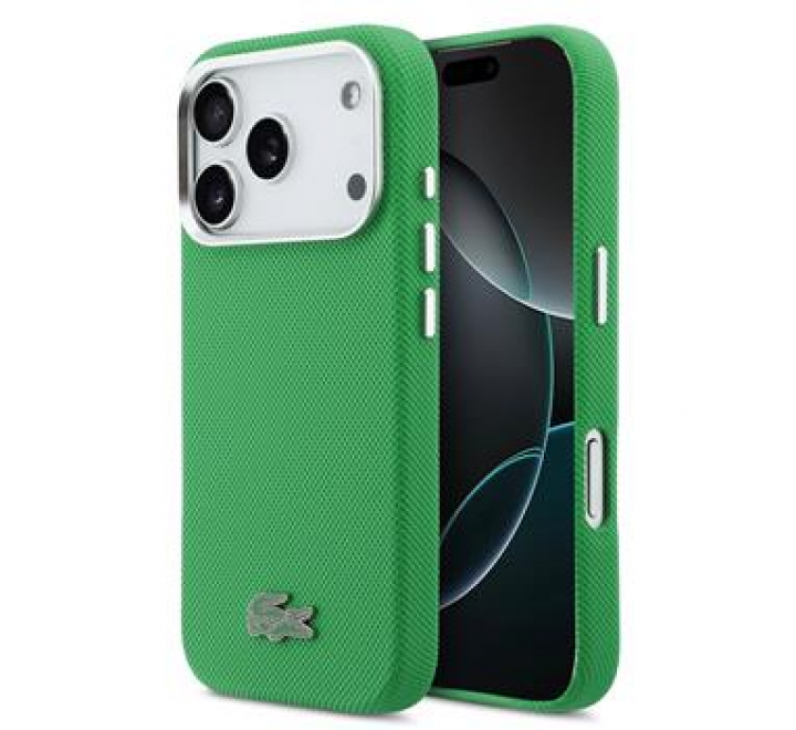 Lacoste PVC Iconic Petit Pique Metal Logo MagSafe Zadní Kryt pro iPhone 17 Pro Green
