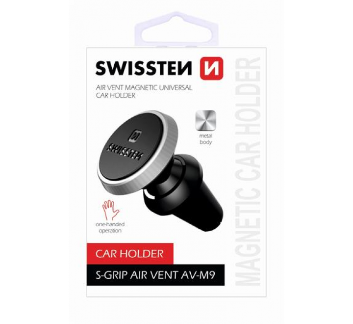 MAGNETICKÝ DRŽÁK DO VENTILACE AUTA SWISSTEN S-GRIP AV-M9 ČERNO-STŘÍBRNÝ