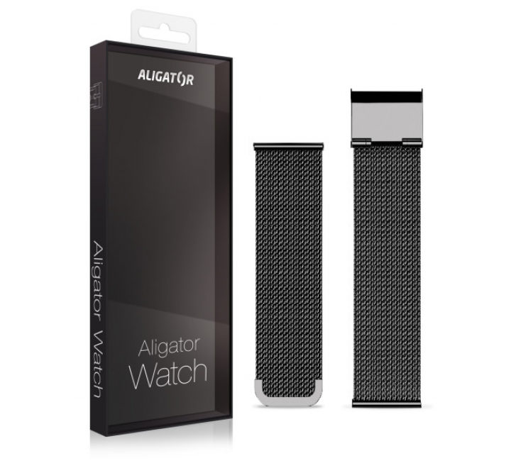 Náhradní kovový řemínek pro Aligator Watch Life 20mm, černý