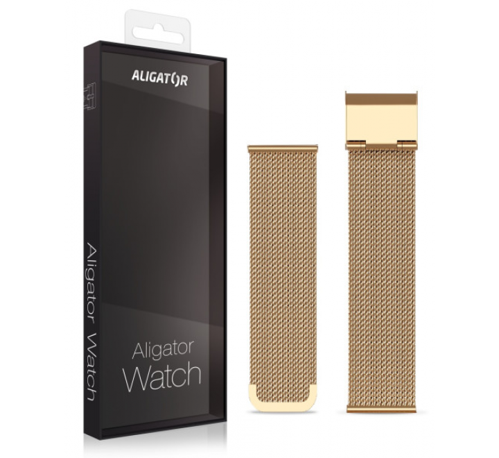 Náhradní kovový řemínek pro Aligator Watch Life 20mm, zlatý