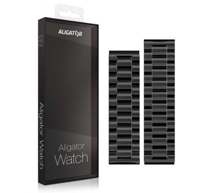 Náhradní kovový řemínek pro Aligator Watch Pro a Aligator Watch Pro X 22mm, černý