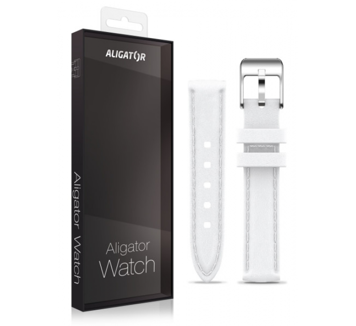 Náhradní řemínek ze syntetické kůže pro Aligator Watch Grace 16mm, bílý