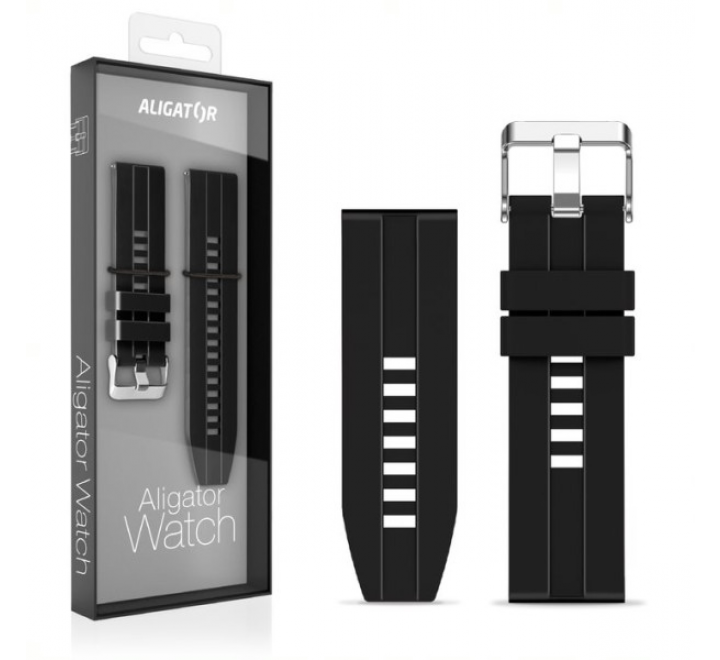 Náhradní silikonový řemínek pro Aligator Watch Pro a Aligator Watch Pro X 22mm, černý