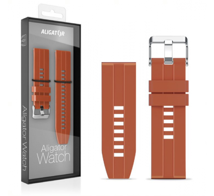 Náhradní silikonový řemínek pro Aligator Watch Pro a Aligator Watch Pro X 22mm, cihlový