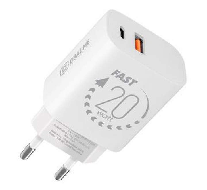 OBAL:ME Cestovní Nabíječka USB-A + USB-C 20W White