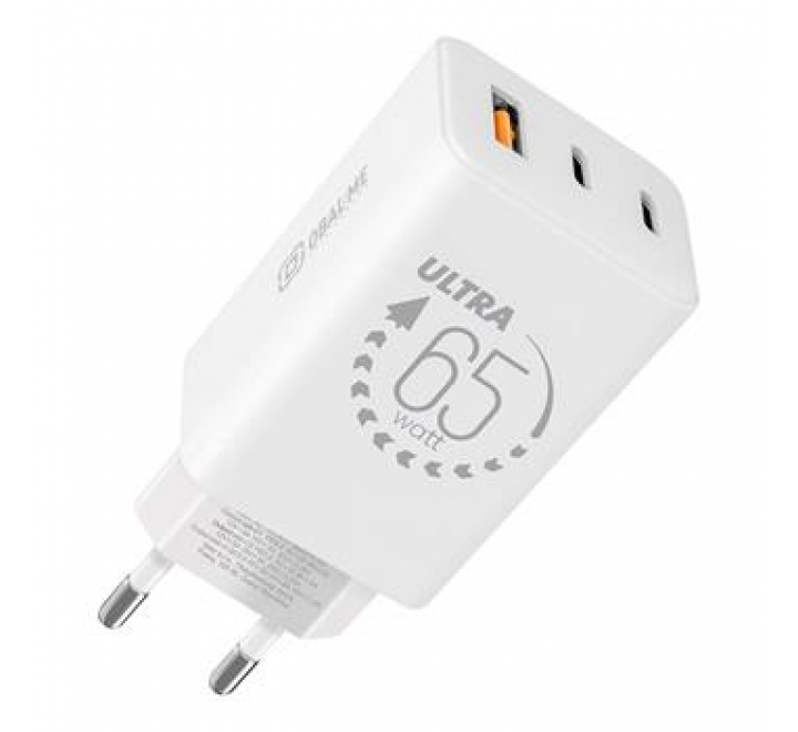 OBAL:ME GaN Cestovní Nabíječka USB-A + 2xUSB-C 65W White