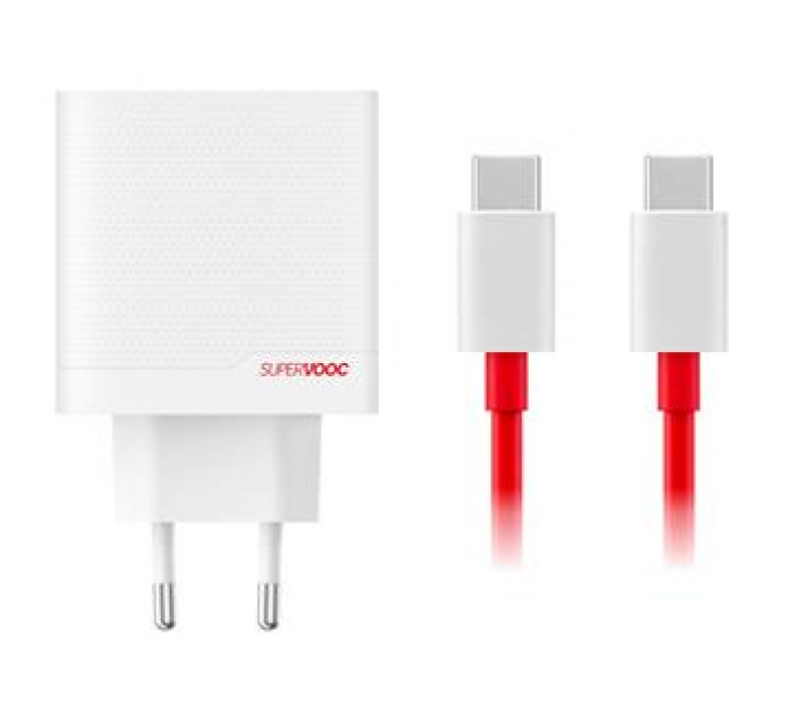 OnePlus SUPERVOOC 80W GaN Dual USB-A + USB-C Cestovní Nabíječka + USB-C/USB-C Kabel  White