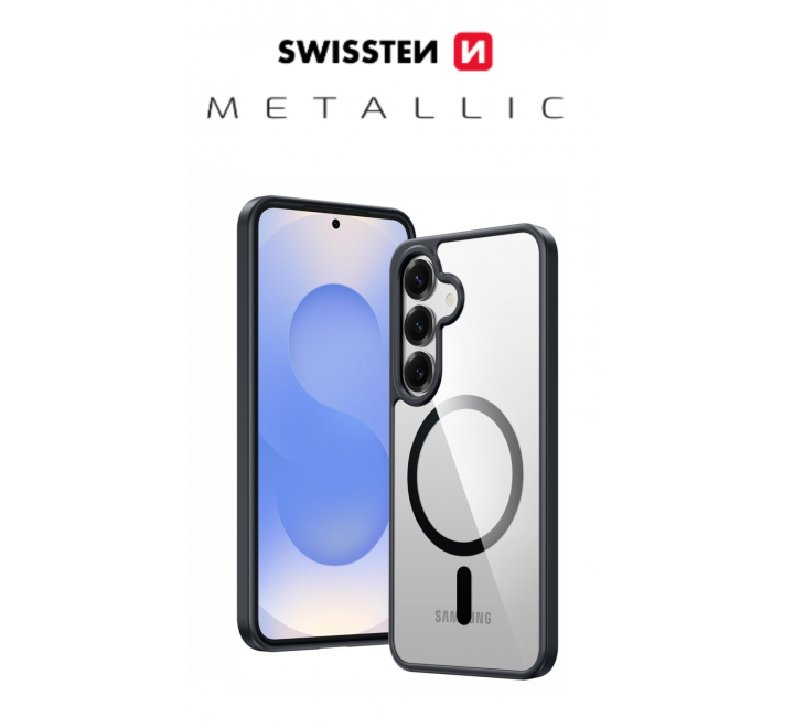 POUZDRO SWISSTEN CLEAR JELLY MagStick METALLIC PRO SAMSUNG S721B GALAXY S24 FE 5G ČERNÉ