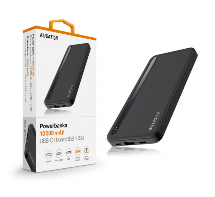Powerbanka ALIGATOR PBAL1050,10000mAh, Power Delivery 20W, QC18W