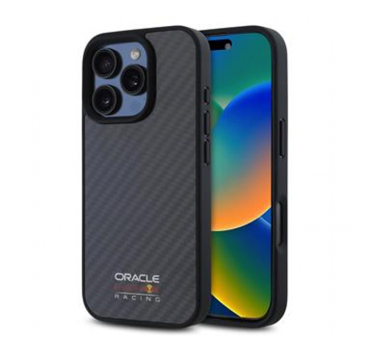 Red Bull Carbon Shiny Logo MagSafe Zadní Kryt pro iPhone 16 Pro Black