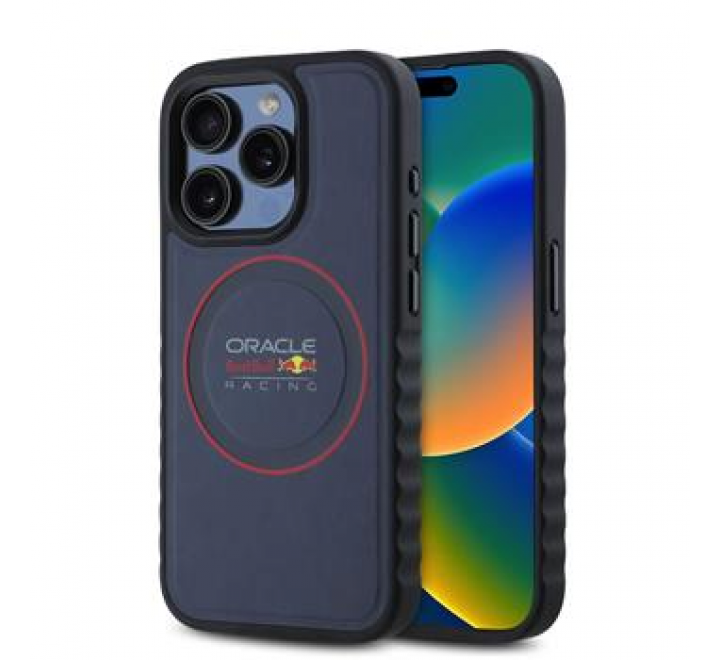 Red Bull PU Leather Red Ring MagSafe Zadní Kryt pro iPhone 15 Pro Max Navy