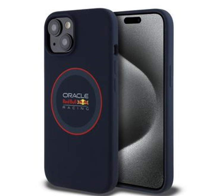 Red Bull Silicone Red Ring MagSafe Zadní Kryt pro iPhone 15 Navy