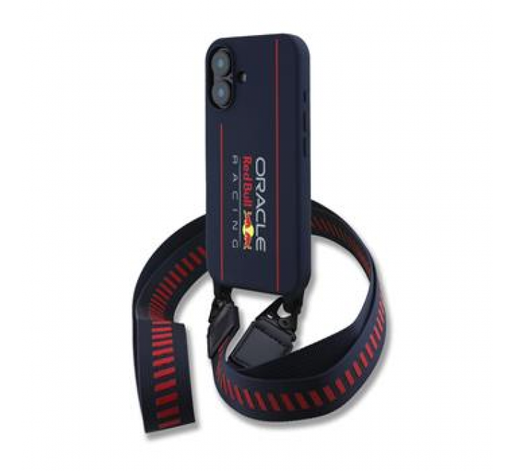 Red Bull Silicone Vertical Logo MagSafe Zadní Kryt + Crossbody Popruh pro iPhone 16 Navy