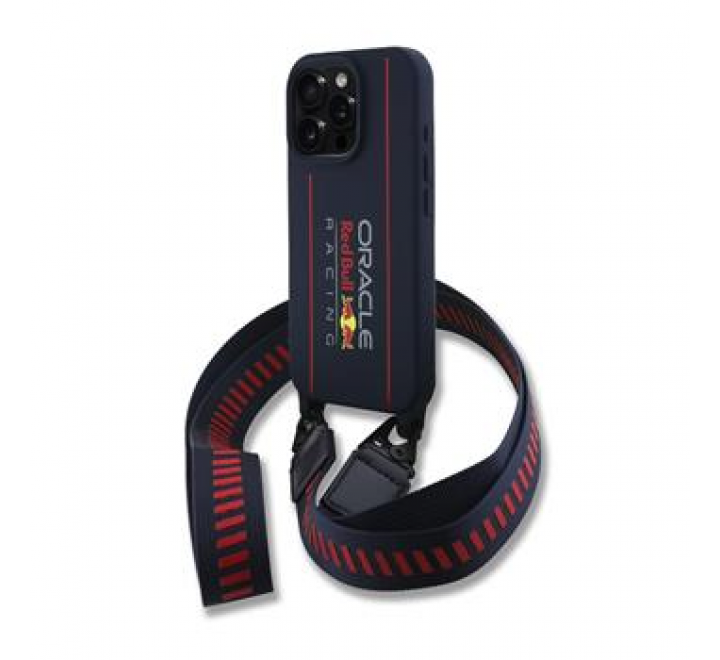 Red Bull Silicone Vertical Logo MagSafe Zadní Kryt + Crossbody Popruh pro iPhone 16 Pro Navy