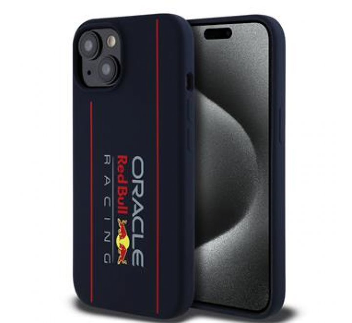 Red Bull Silicone Vertical Logo MagSafe Zadní Kryt pro iPhone 15 Navy