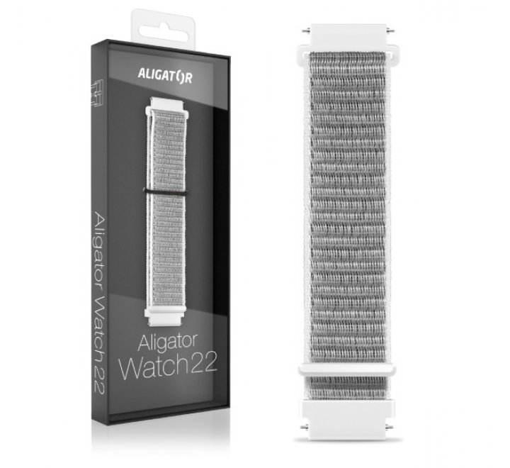 Řemínek nylonový ALIGATOR 22mm, bílý