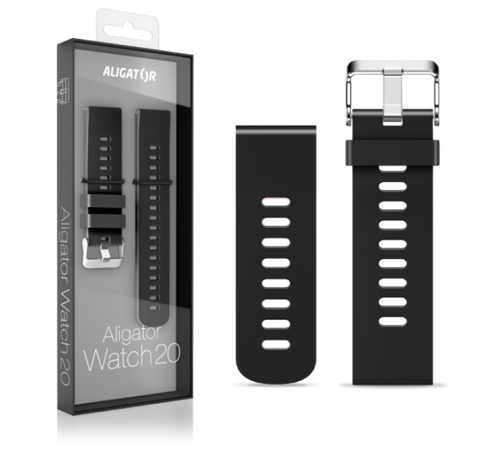Řemínek silikonový ALIGATOR 20mm, černý