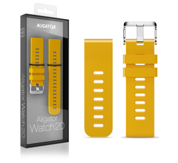 Řemínek silikonový ALIGATOR 20mm, hořčicově žlutý