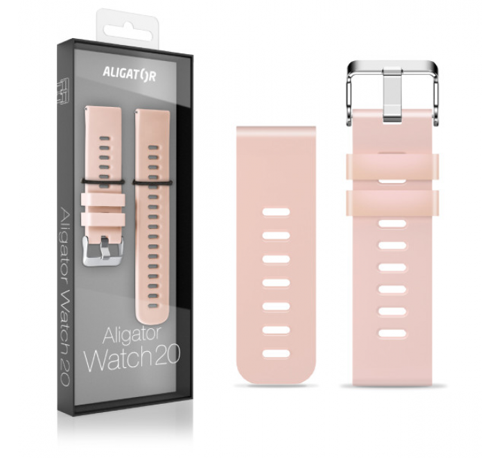 Řemínek silikonový ALIGATOR 20mm, růžový