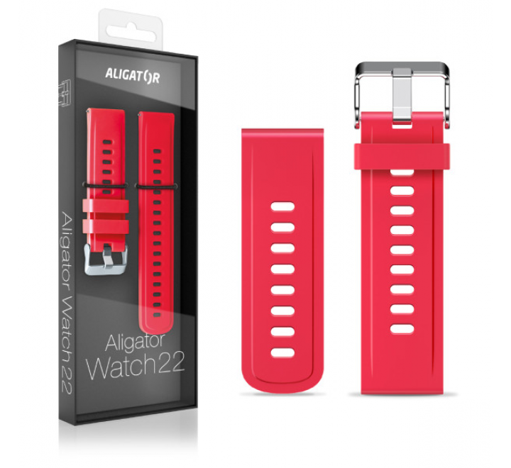 Řemínek silikonový ALIGATOR 22mm, červený