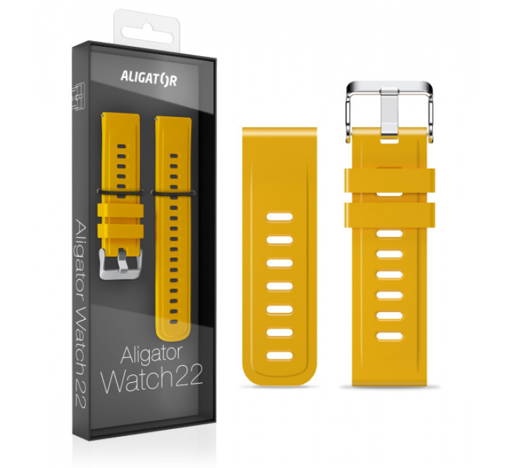 Řemínek silikonový ALIGATOR 22mm, hořčicově žlutý