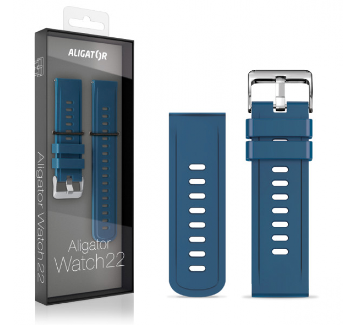 Řemínek silikonový ALIGATOR 22mm, modrý