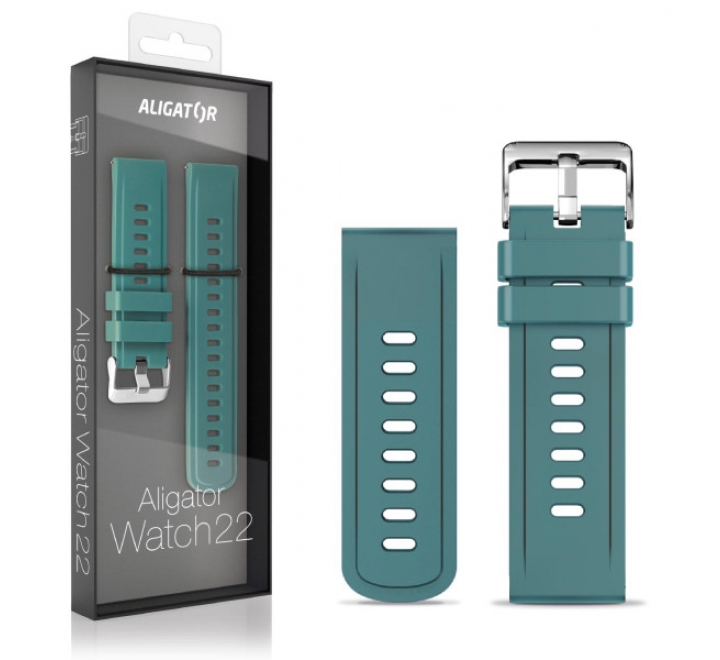 Řemínek silikonový ALIGATOR 22mm, zelený