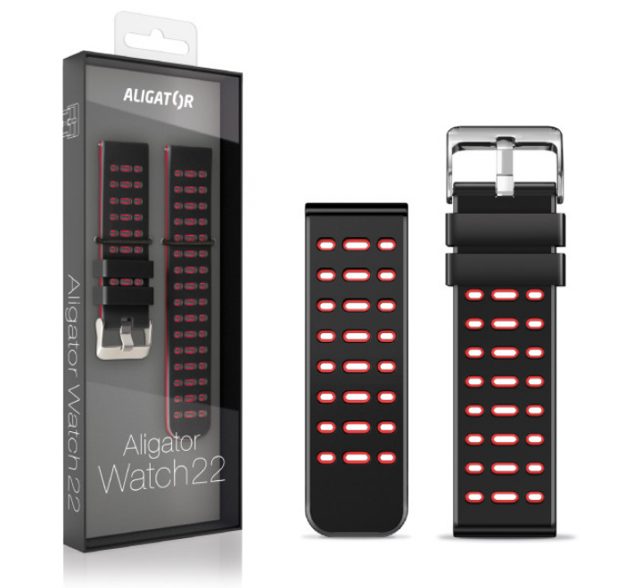 Řemínek silikonový duální ALIGATOR 22mm, červený