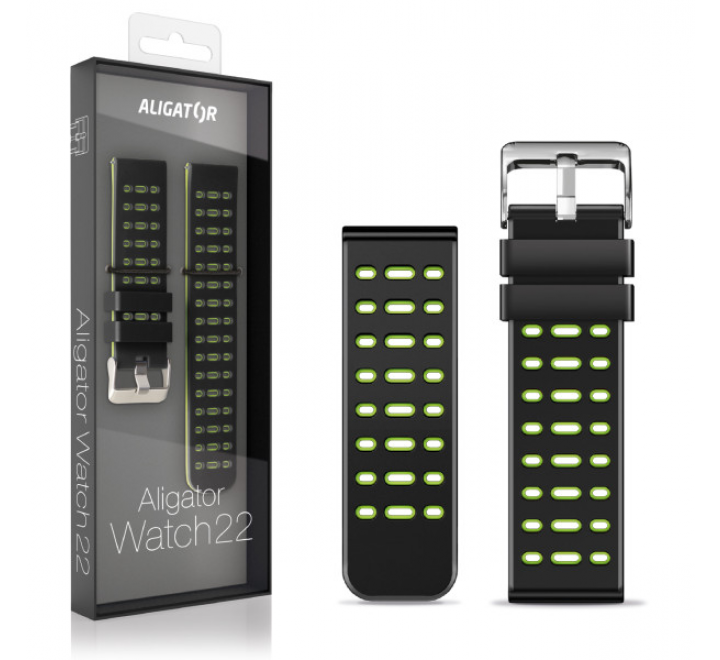 Řemínek silikonový Duální ALIGATOR 22mm, zelený