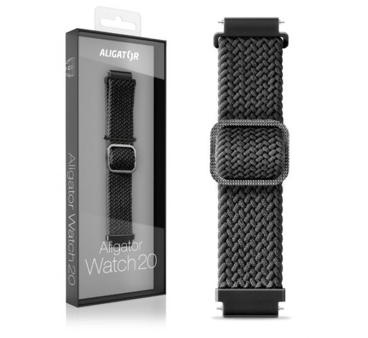 Řemínek textilní ALIGATOR 20mm, černý