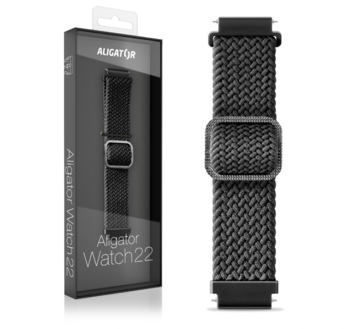 Řemínek textilní ALIGATOR 22mm, černý