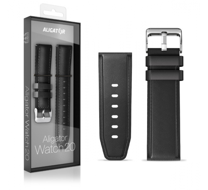 Řemínek ze syntetické kůže ALIGATOR 20mm, černý