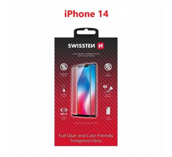 SKLO SWISSTEN FULL GLUE, COLOR FRAME, CASE FRIENDLY APPLE IPHONE 15 ČERNÉ