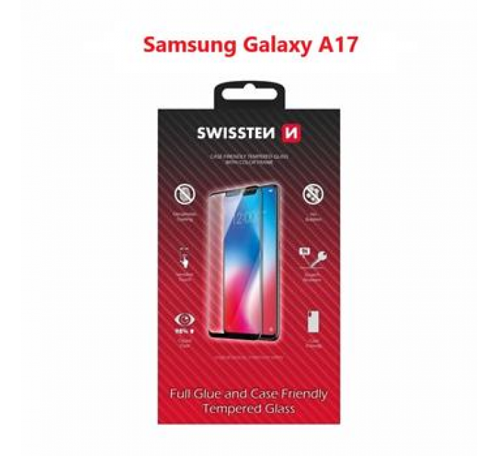 SKLO SWISSTEN FULL GLUE, COLOR FRAME, CASE FRIENDLY PRO SAMSUNG  A176B / A175F GALAXY A17 5G /4G ČERNÉ