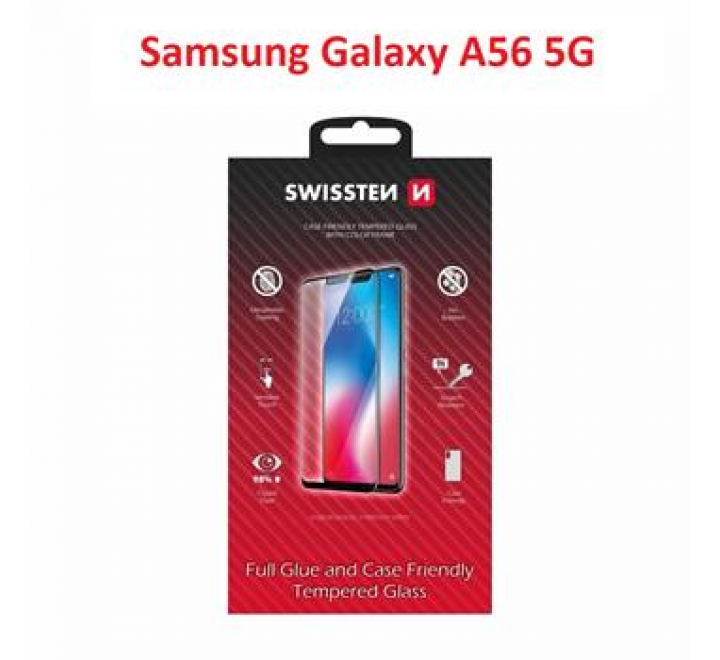 SKLO SWISSTEN FULL GLUE, COLOR FRAME, CASE FRIENDLY PRO SAMSUNG GALAXY A56 5G ČERNÉ