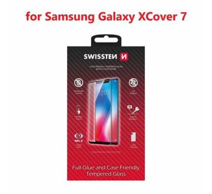 SKLO SWISSTEN FULL GLUE, COLOR FRAME, CASE FRIENDLY PRO SAMSUNG GALAXY XCOVER 7 ČERNÉ