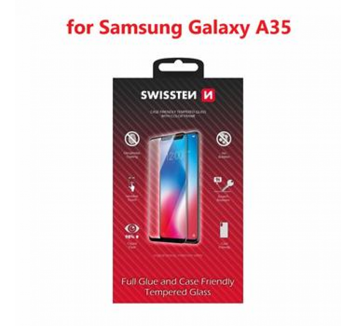 SKLO SWISSTEN FULL GLUE, COLOR FRAME, CASE FRIENDLY PRO SAMSUNG S916 GALAXY S24 PLUS 5G ČERNÉ