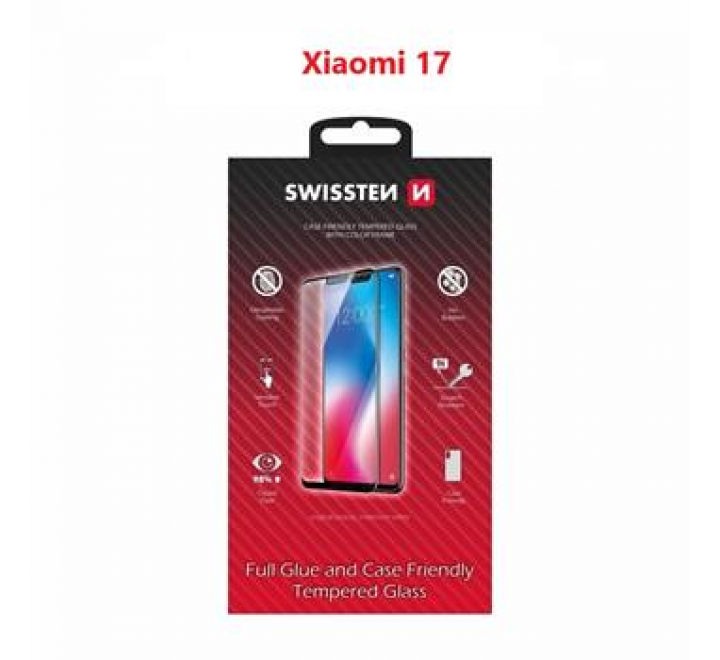 SKLO SWISSTEN FULL GLUE, COLOR FRAME, CASE FRIENDLY PRO XIAOMI 17 5G ČERNÉ