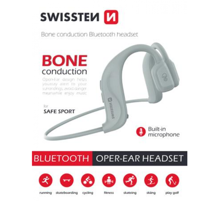 SLUCHÁTKA BLUETOOTH SWISSTEN BONE CONDUCTION BÍLÁ